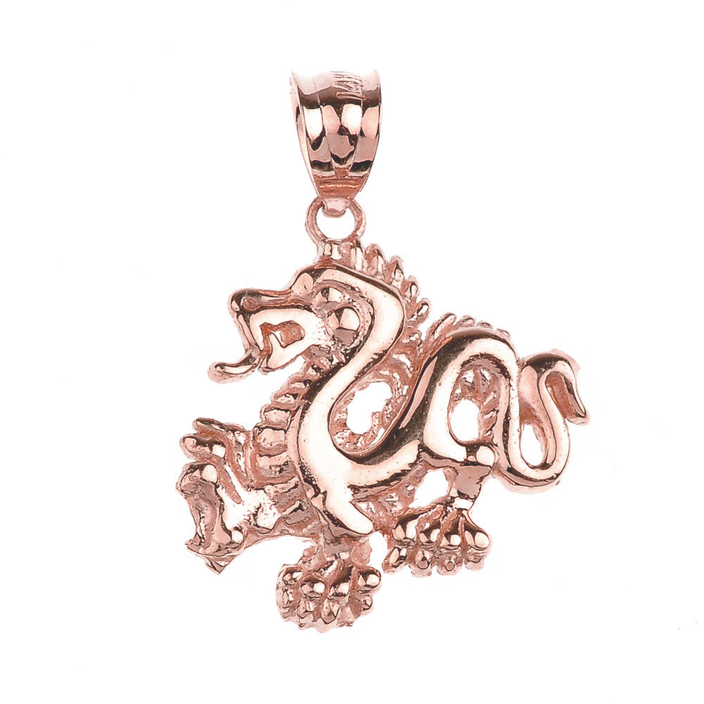 Gold Dragon Charm Pendant Necklace, view 2