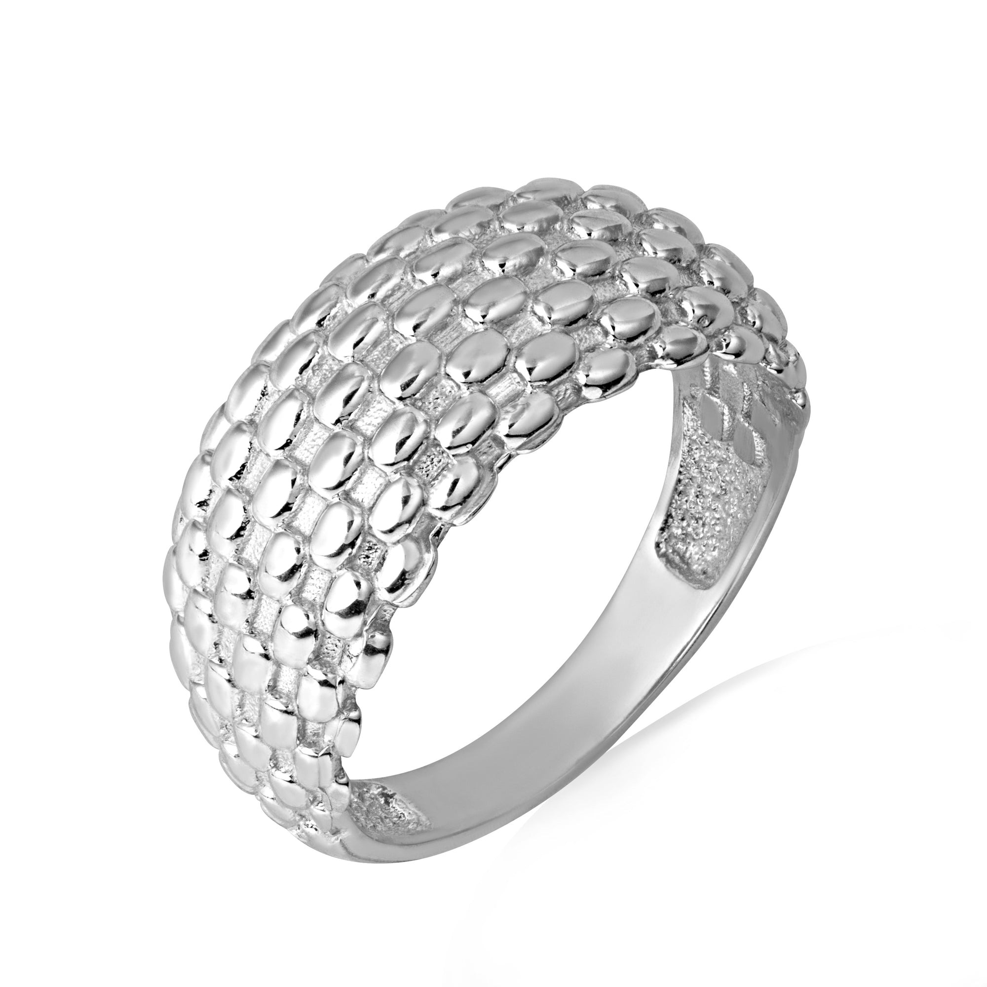 Gold Dragon Scales Textured Band Ring, view 3