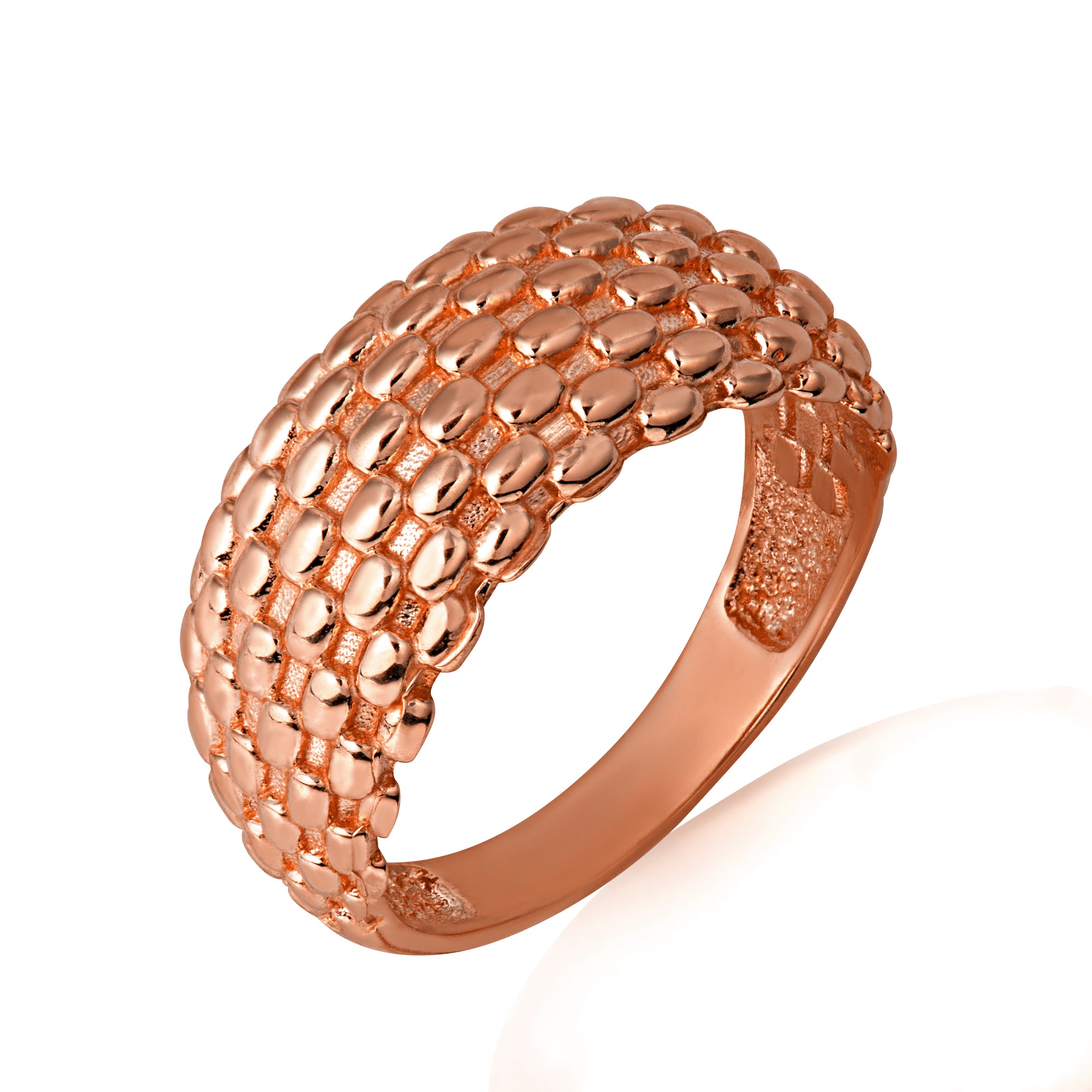 Gold Dragon Scales Textured Band Ring, view 4