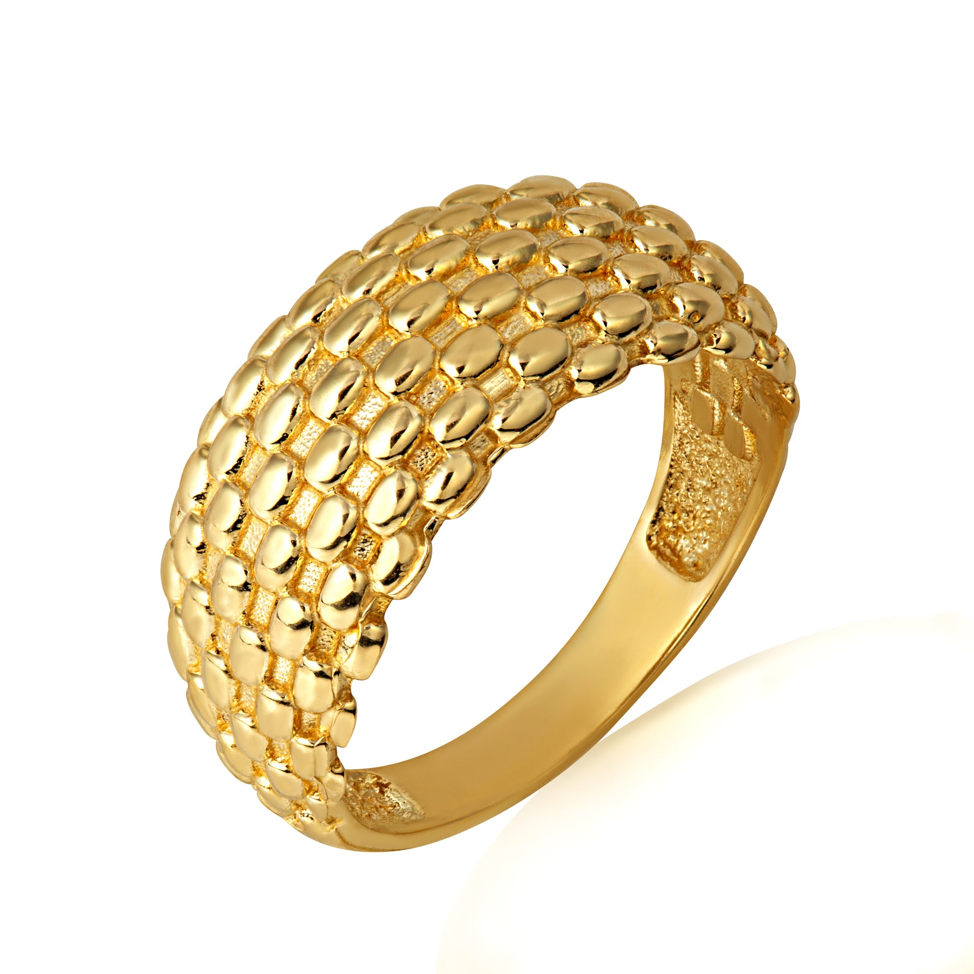 Gold Dragon Scales Textured Band Ring, view 5
