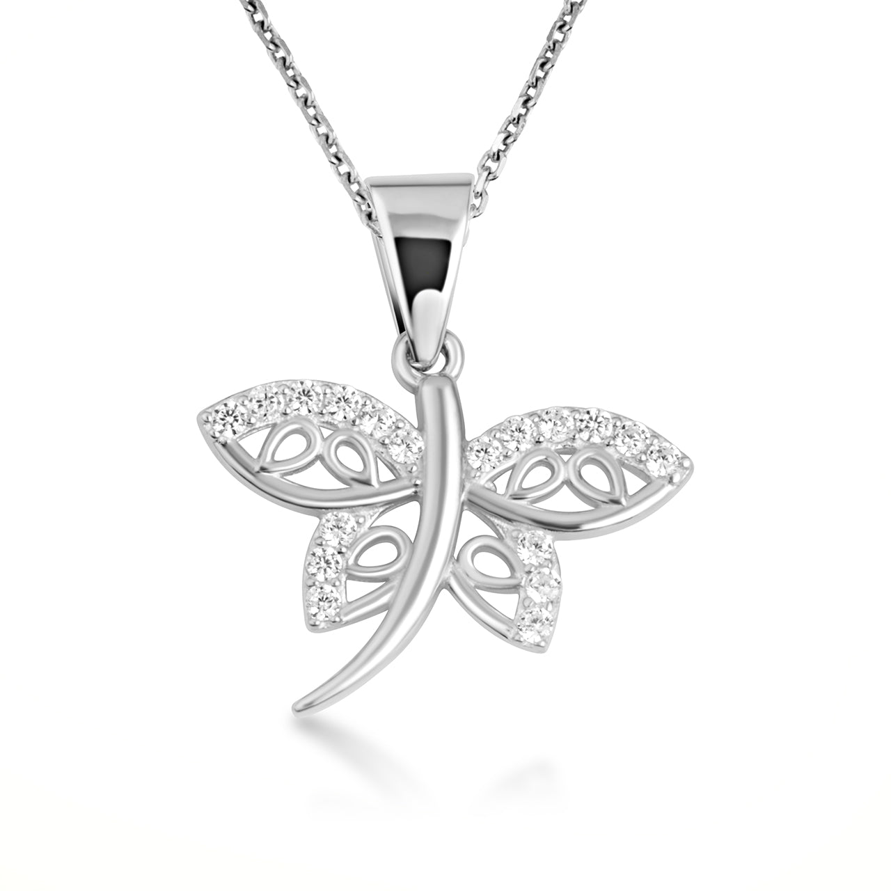 Gold Dragonfly Studded Nature Pendant Necklace, view 6
