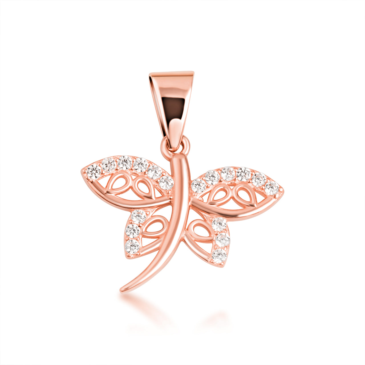 Gold Dragonfly Studded Nature Pendant Necklace, view 7