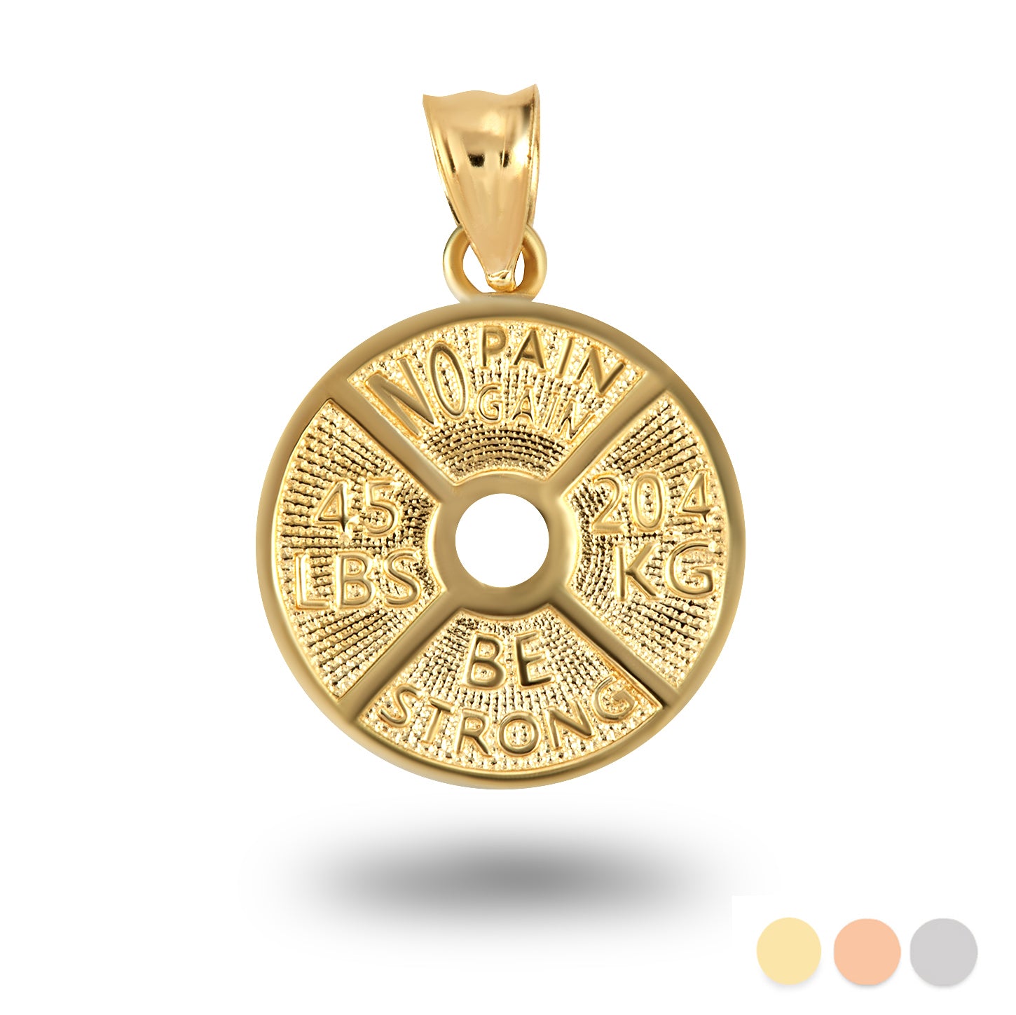 Gold Dumbbell Weight Plate Fitness Gym Pendant Necklace