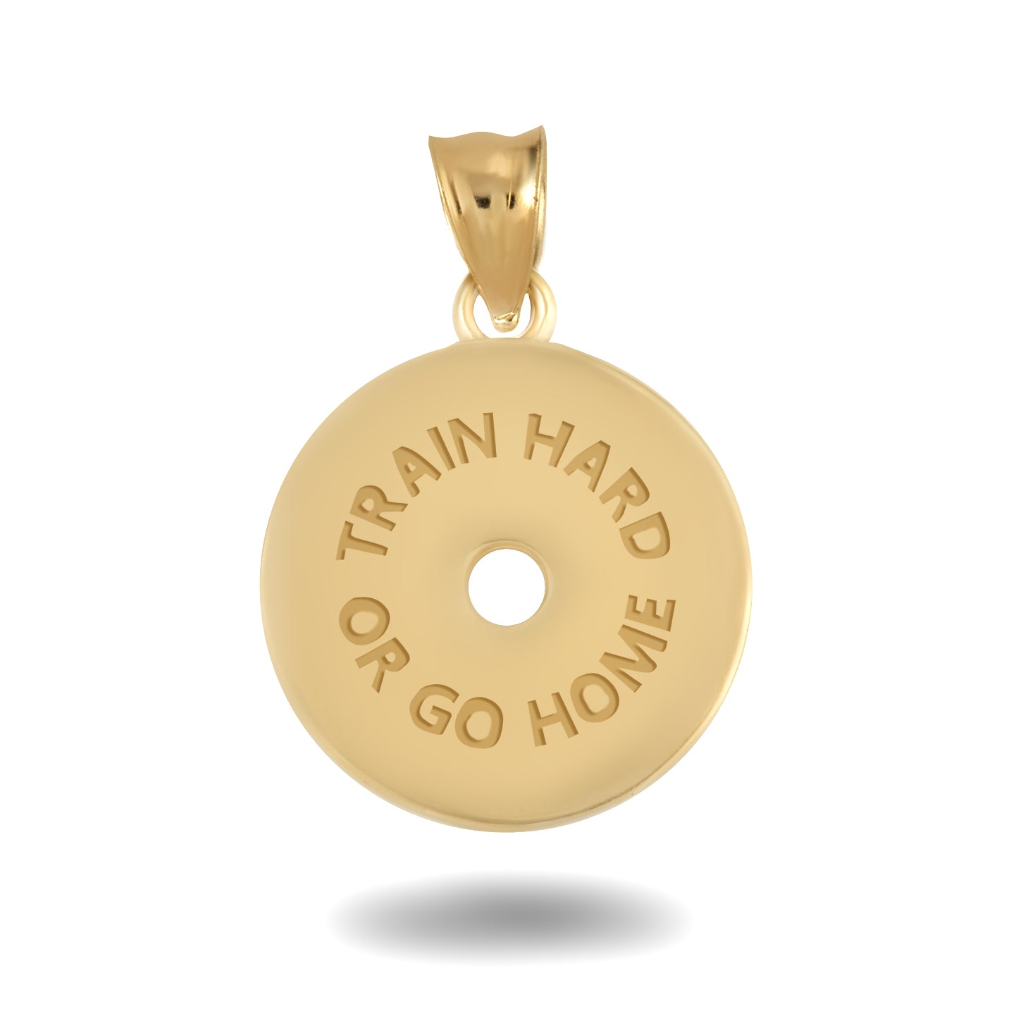 Gold Dumbbell Weight Plate Fitness Gym Pendant Necklace, view 4