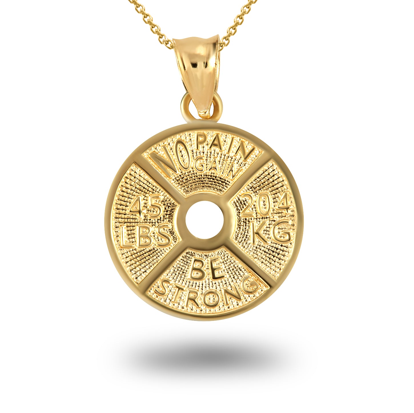 Gold Dumbbell Weight Plate Fitness Gym Pendant Necklace, view 6