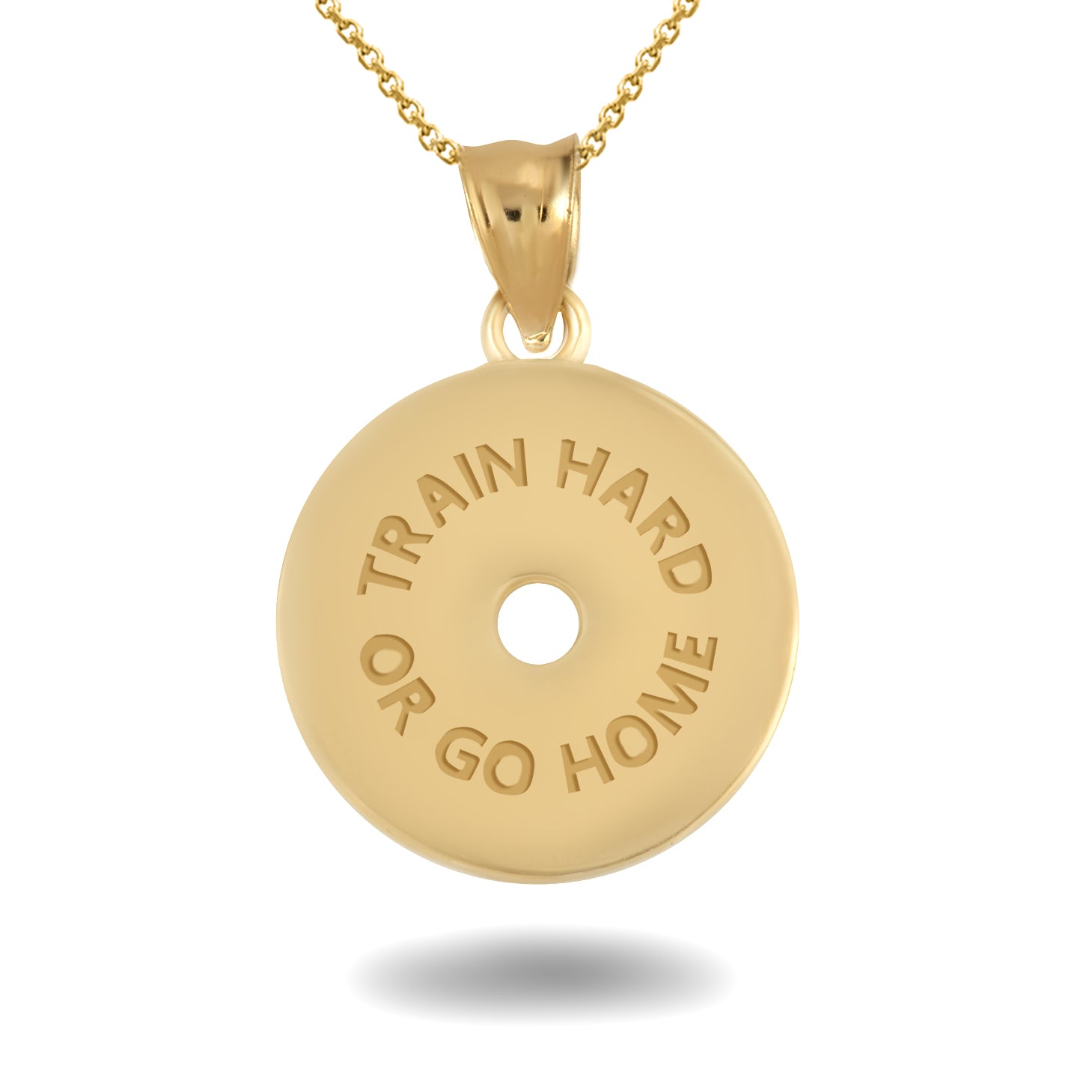 Gold Dumbbell Weight Plate Fitness Gym Pendant Necklace, view 7