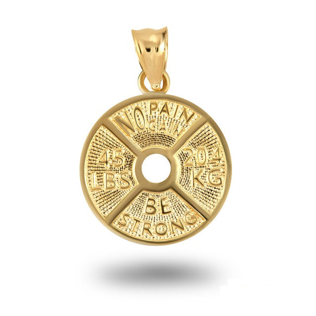 Gold Dumbbell Weight Plate Fitness Gym Pendant Necklace, view 14