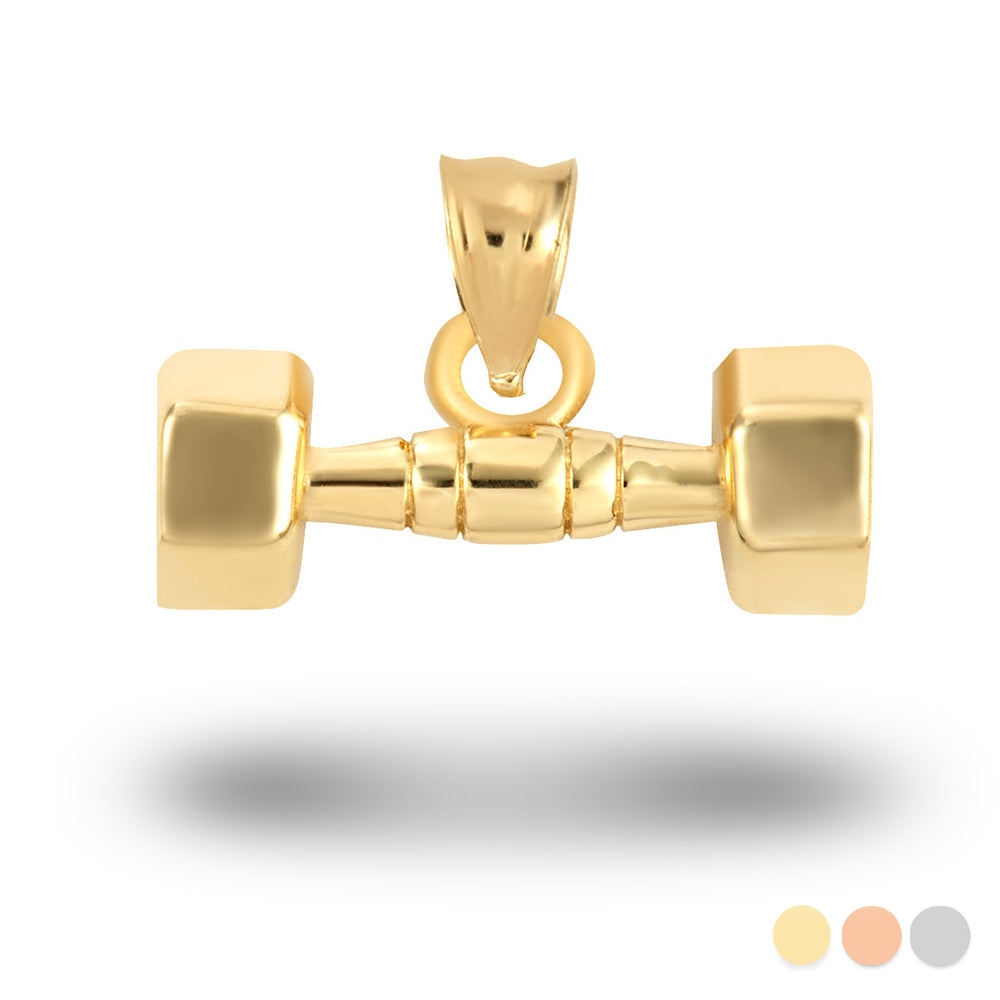Gold Dumbbell Weightlifting Fitness Gym Pendant Necklace