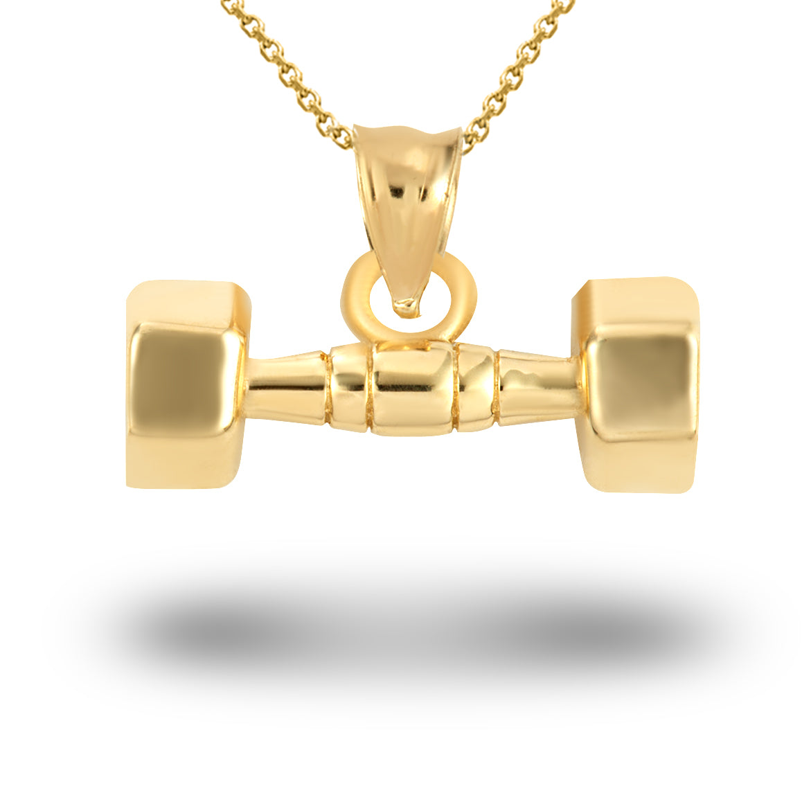 Gold Dumbbell Weightlifting Fitness Gym Pendant Necklace, view 5