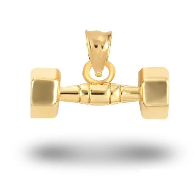 Gold Dumbbell Weightlifting Fitness Gym Pendant Necklace, view 10