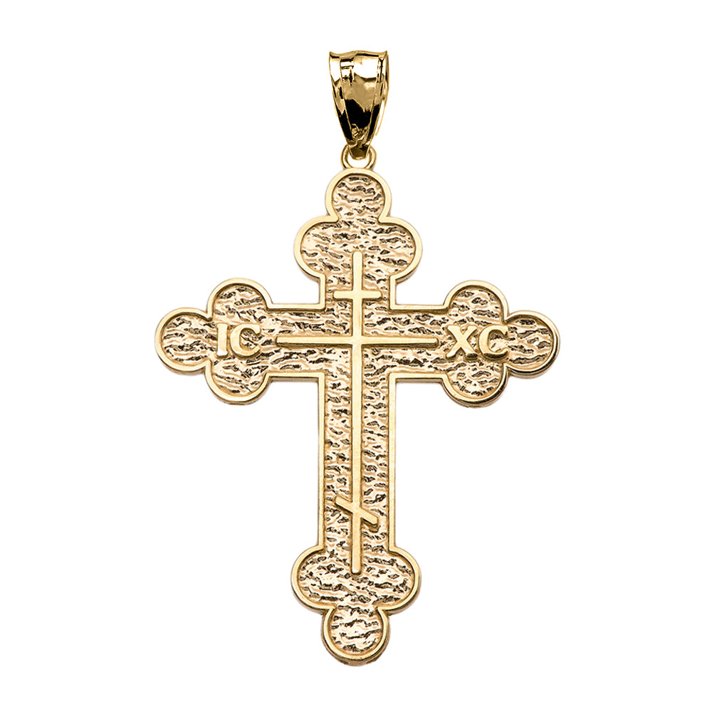 Gold Eastern Orthodox ICXC Cross Pendant Necklace, view 2