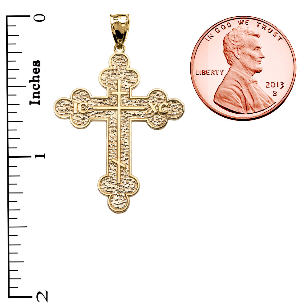 Gold Eastern Orthodox ICXC Cross Pendant Necklace, view 3