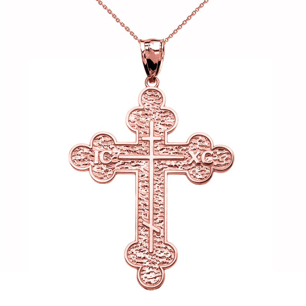 Gold Eastern Orthodox ICXC Cross Pendant Necklace, view 4