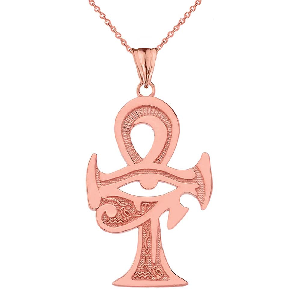 Gold Egyptian Ankh Cross Eye of Horus Pendant Necklace, view 4