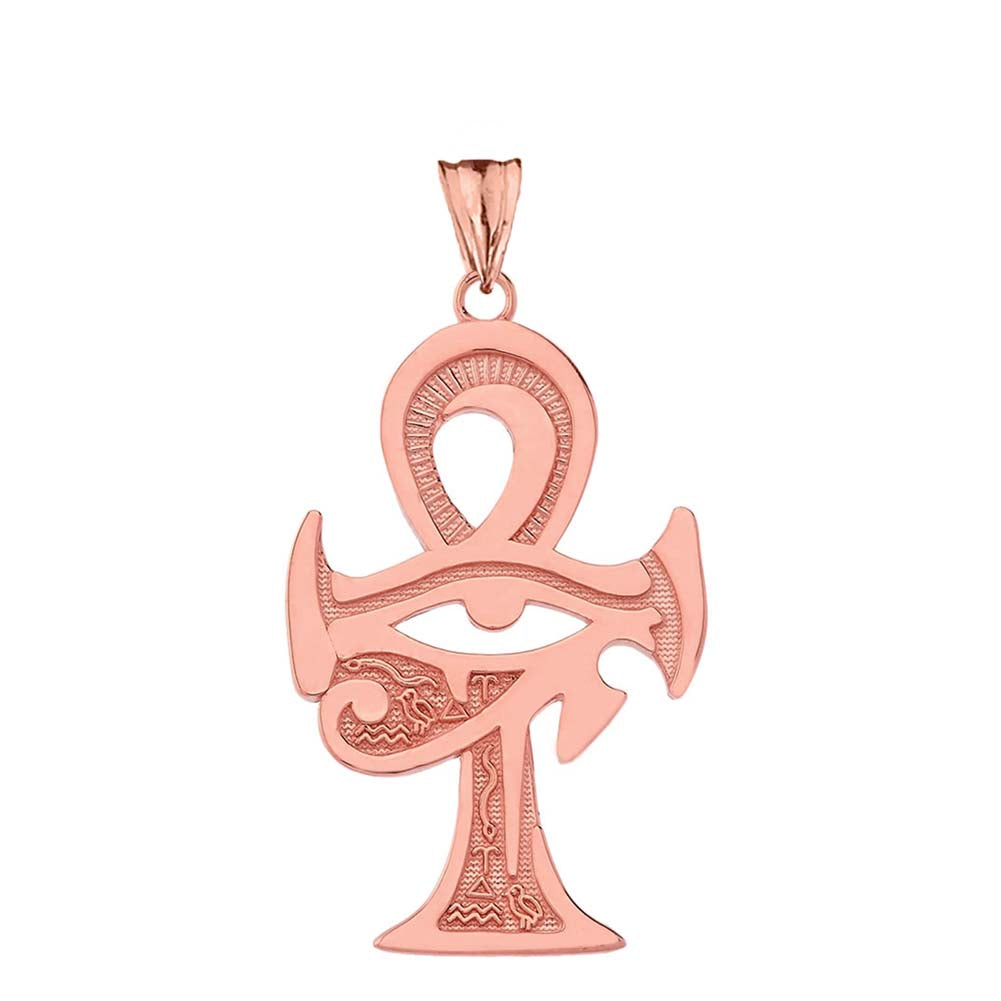 Gold Egyptian Ankh Cross Eye of Horus Pendant Necklace, view 5