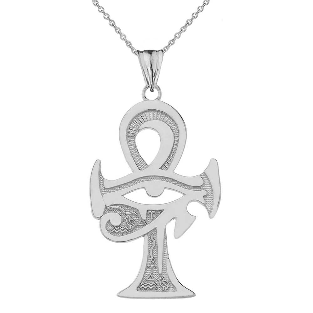 Gold Egyptian Ankh Cross Eye of Horus Pendant Necklace, view 6