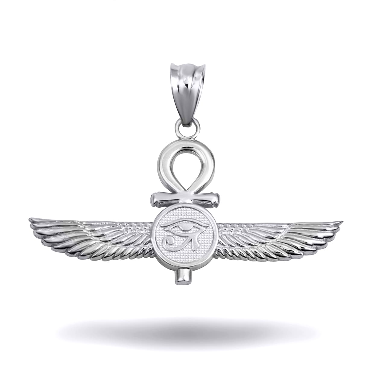 Gold Egyptian Ankh Cross Eye Of Horus Wedjat Winged Goddess Isis Protection Pendant Necklace, view 6