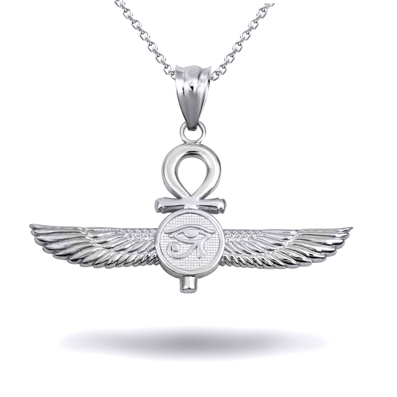 Gold Egyptian Ankh Cross Eye Of Horus Wedjat Winged Goddess Isis Protection Pendant Necklace, view 7