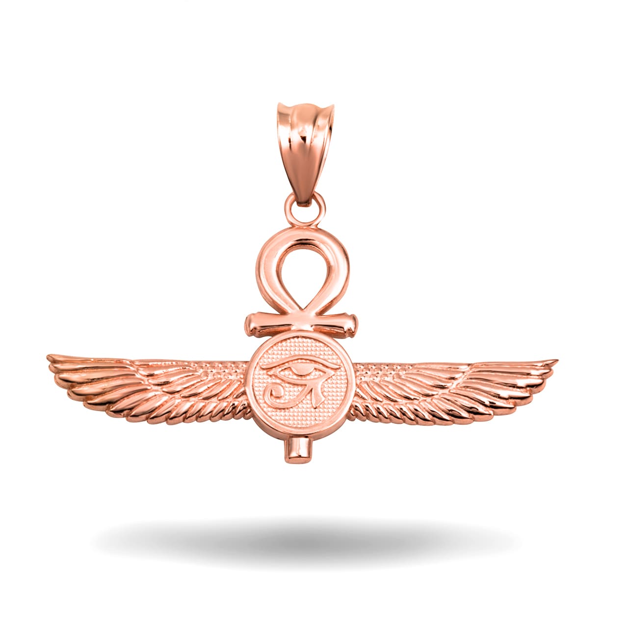 Gold Egyptian Ankh Cross Eye Of Horus Wedjat Winged Goddess Isis Protection Pendant Necklace, view 8