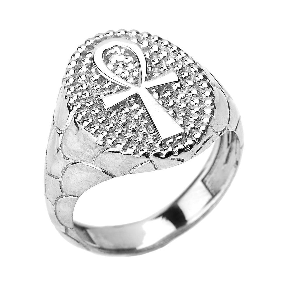 Gold Egyptian Ankh Cross Men's Ring, view 3