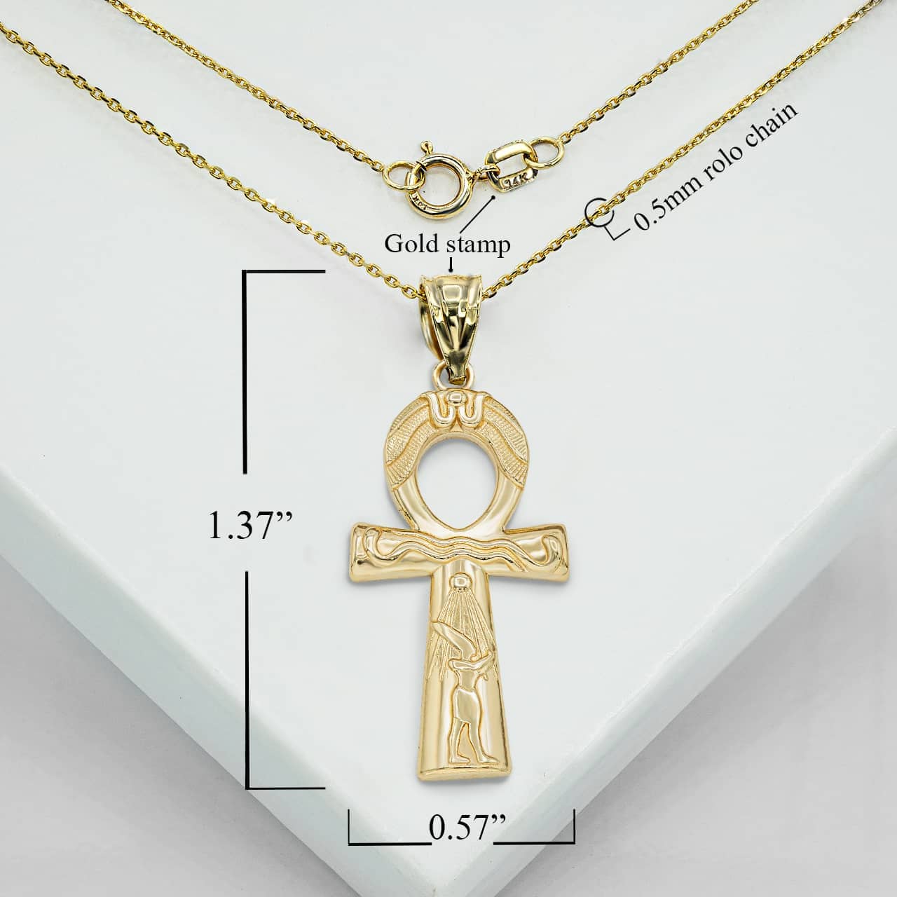 Gold Egyptian Ankh Cross Pendant Necklace, view 3
