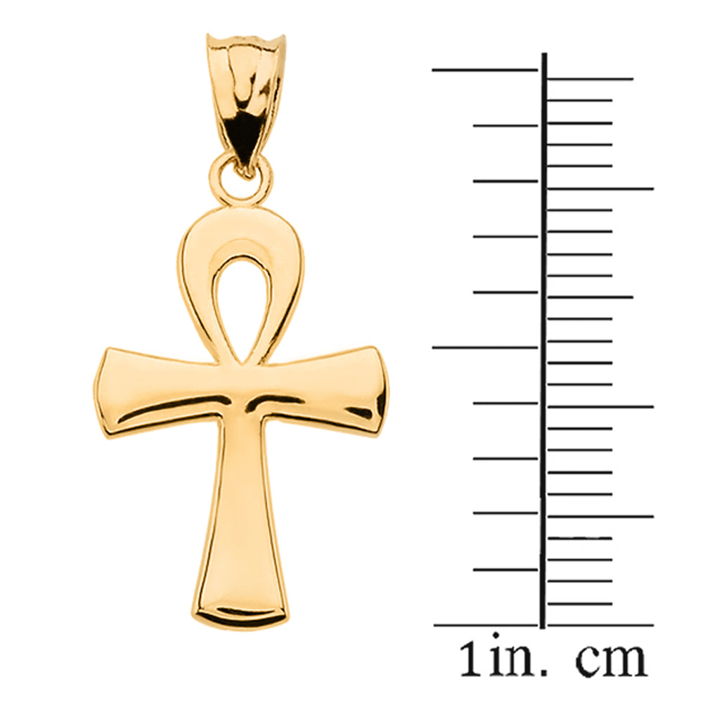 Gold Egyptian Ankh Polished Pendant Necklace, view 3