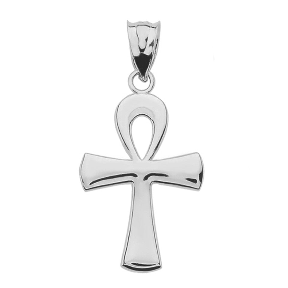 Gold Egyptian Ankh Polished Pendant Necklace, view 4