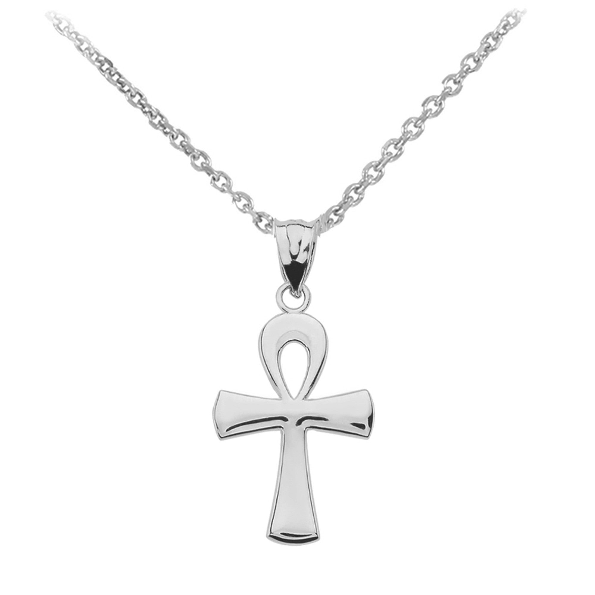 Gold Egyptian Ankh Polished Pendant Necklace, view 5