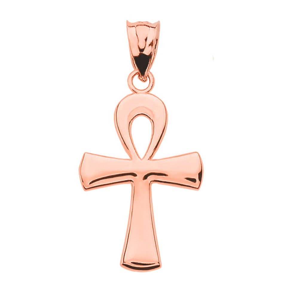 Gold Egyptian Ankh Polished Pendant Necklace, view 6