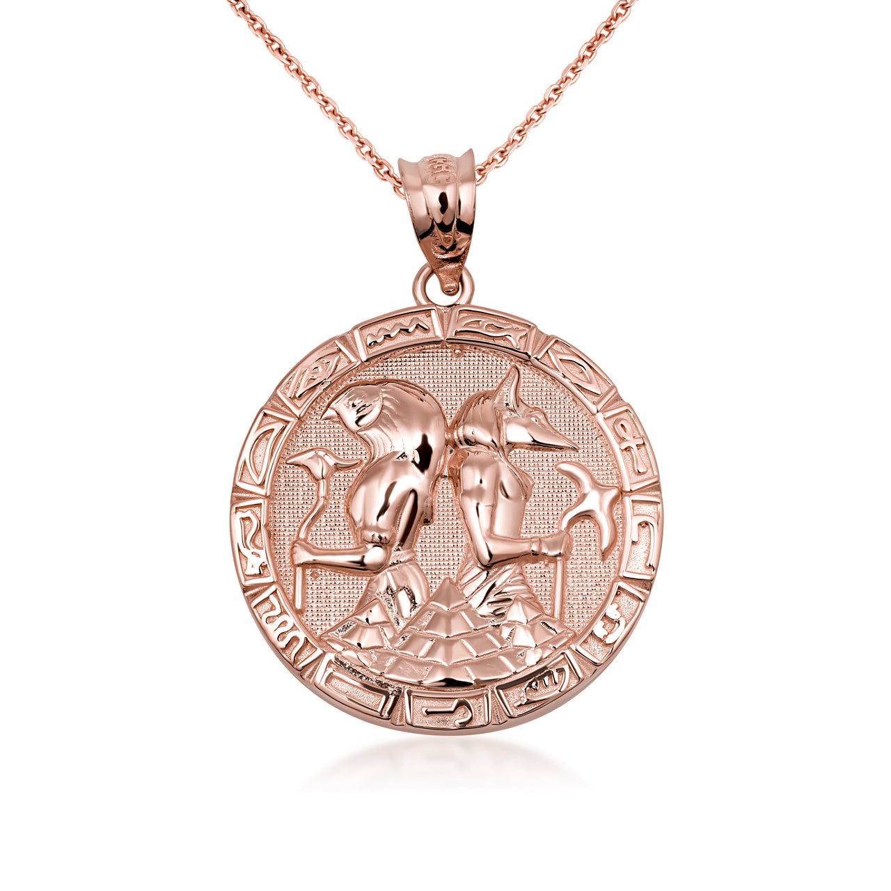 Gold Egyptian Anubis and Osiris Medallion Necklace, view 5