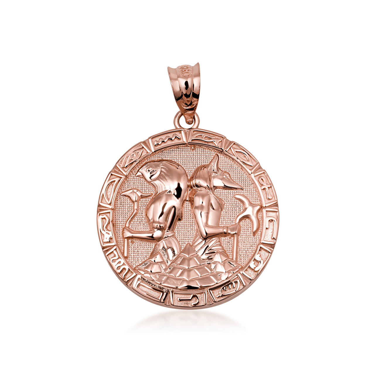 Gold Egyptian Anubis and Osiris Medallion Necklace, view 6