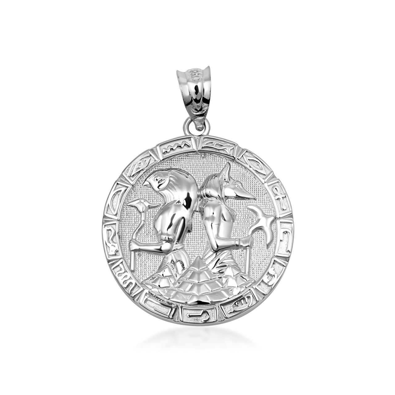 Gold Egyptian Anubis and Osiris Medallion Necklace, view 7