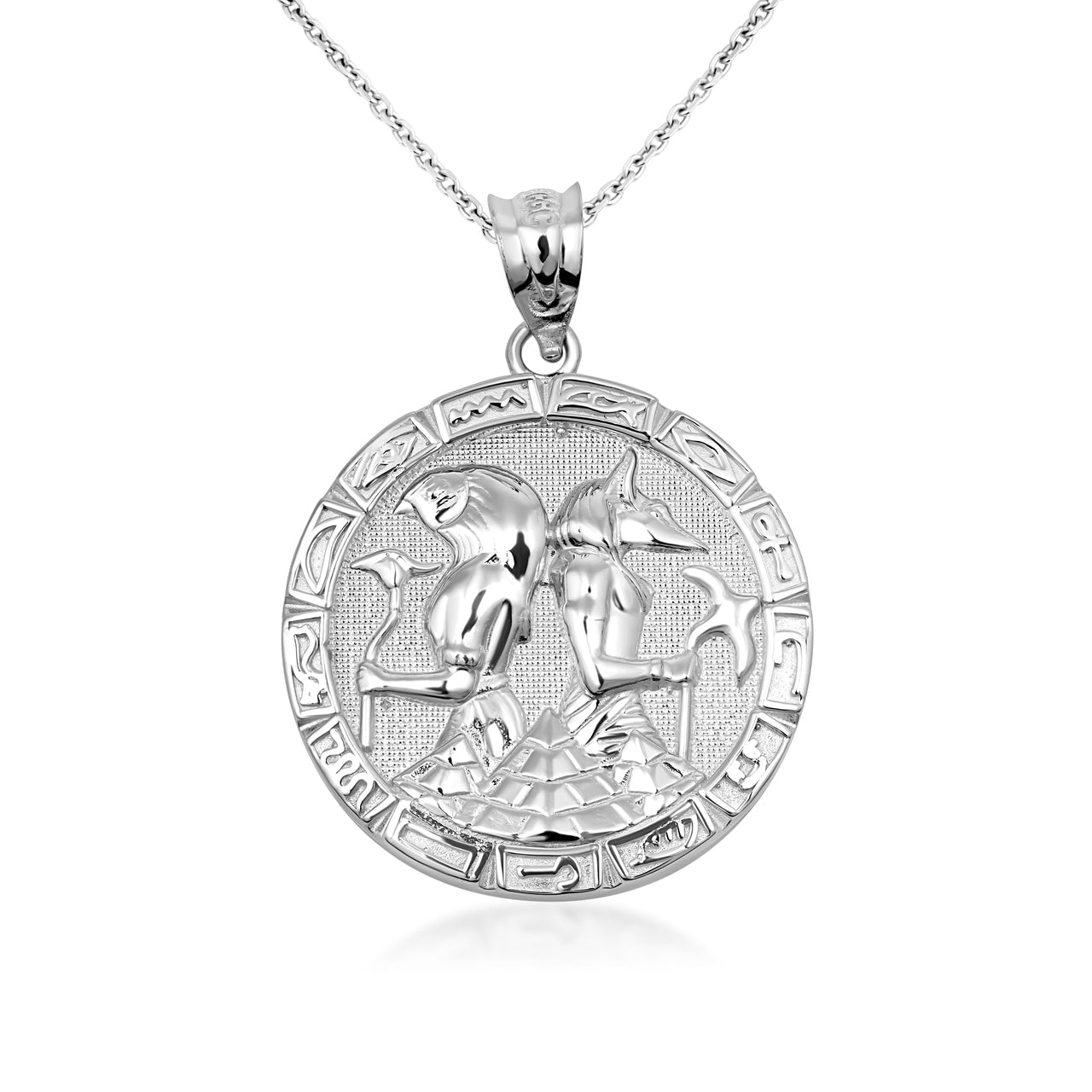 Gold Egyptian Anubis and Osiris Medallion Necklace, view 8