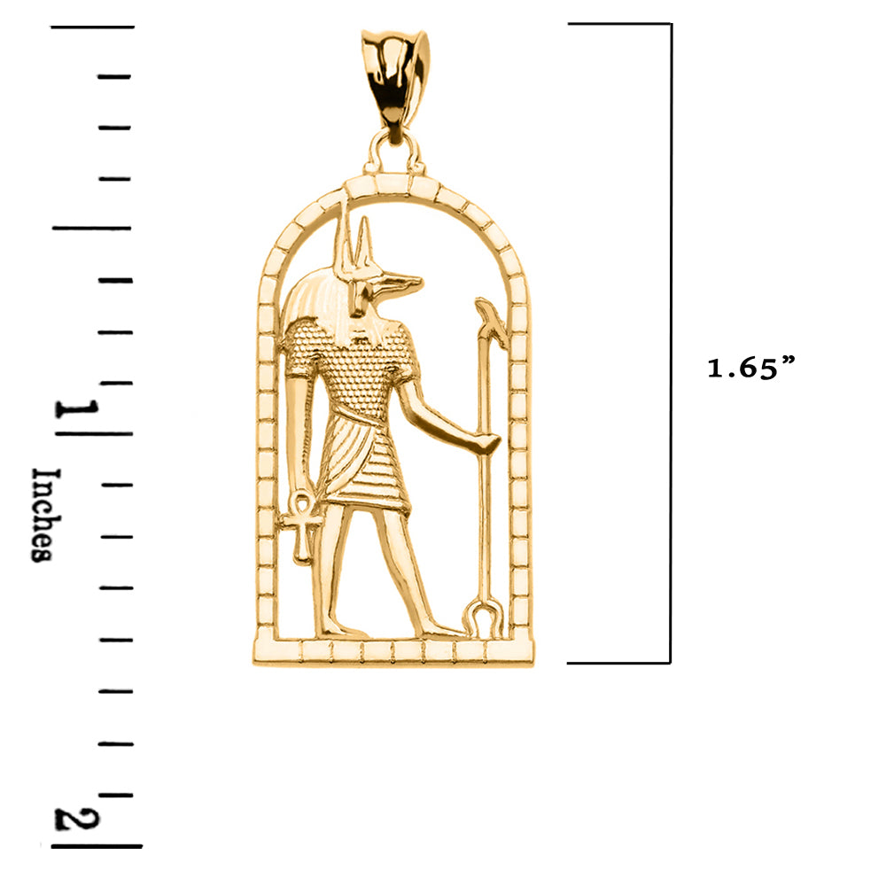 Gold Egyptian Anubis Pendant Necklace, view 3