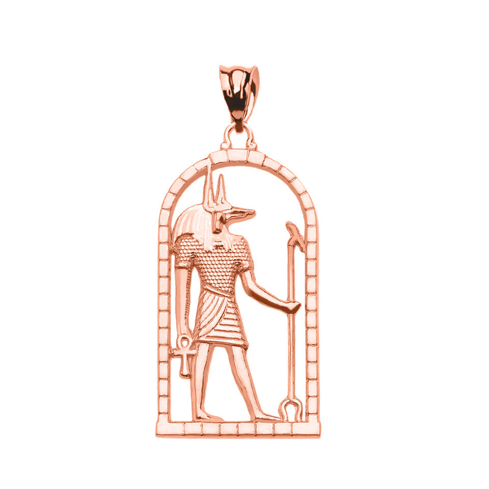 Gold Egyptian Anubis Pendant Necklace, view 6