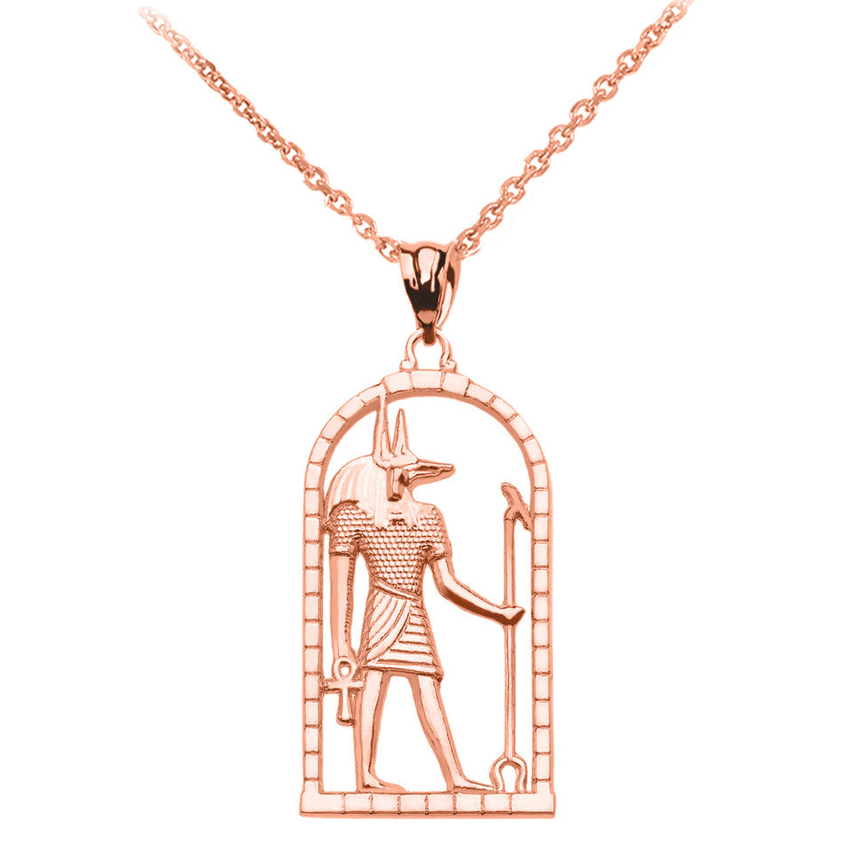 Gold Egyptian Anubis Pendant Necklace, view 7