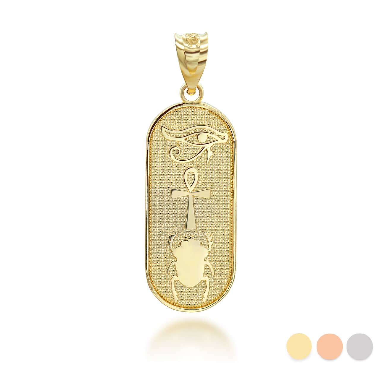 Gold Egyptian Eye of Horus Ankh Scarab Beetle Beaded Amulet Pendant Necklace