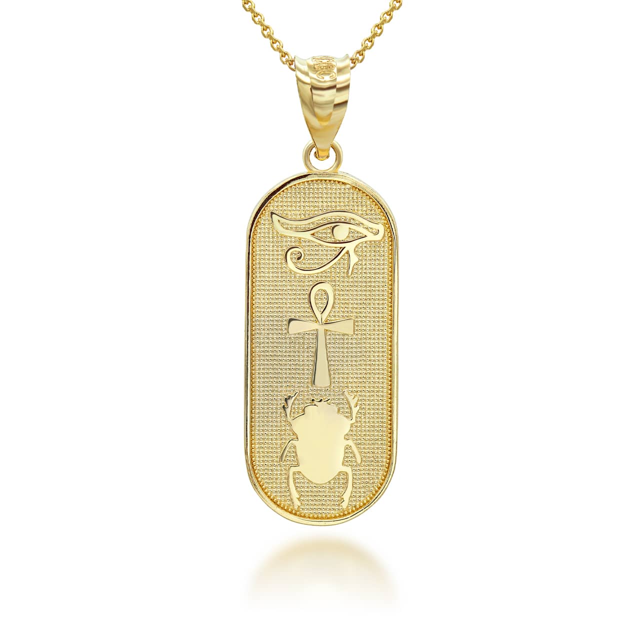 Gold Egyptian Eye of Horus Ankh Scarab Beetle Beaded Amulet Pendant Necklace, view 3
