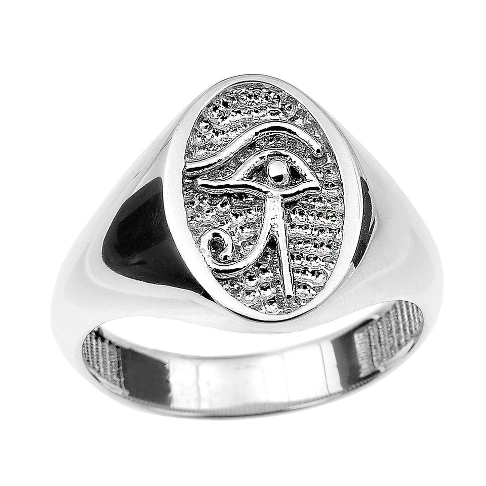 Gold Egyptian Eye of Horus Oval Signet Ring, view 2