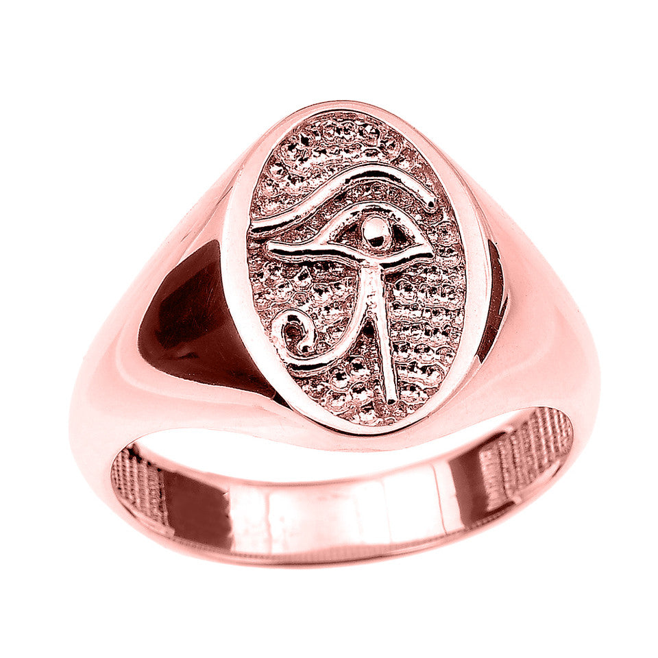 Gold Egyptian Eye of Horus Oval Signet Ring, view 3