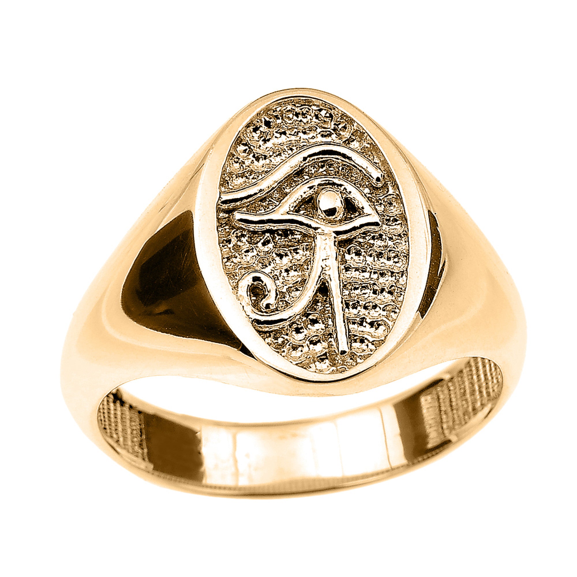 Gold Egyptian Eye of Horus Oval Signet Ring, view 4