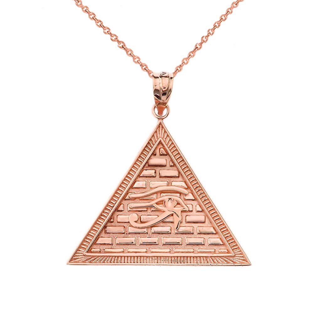 Gold Egyptian Eye of Horus/Providence Wadjat Pyramid Pendant Necklace, view 4