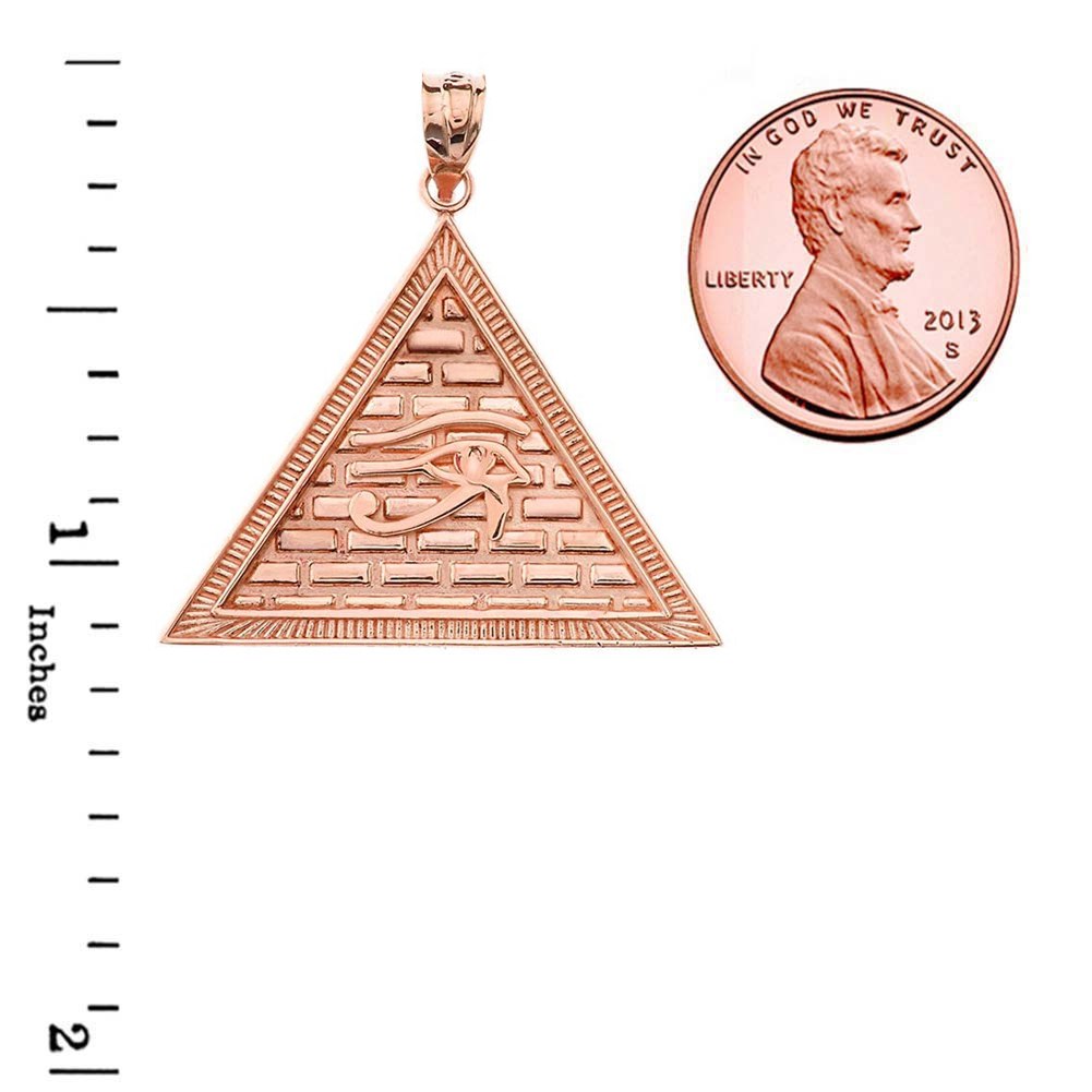Gold Egyptian Eye of Horus/Providence Wadjat Pyramid Pendant Necklace, view 6