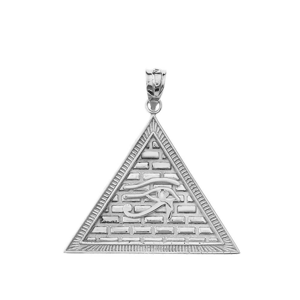 Gold Egyptian Eye of Horus/Providence Wadjat Pyramid Pendant Necklace, view 8
