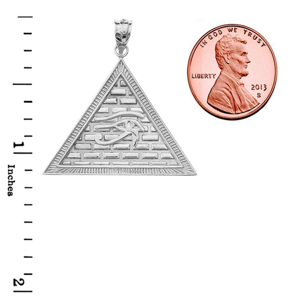 Gold Egyptian Eye of Horus/Providence Wadjat Pyramid Pendant Necklace, view 9