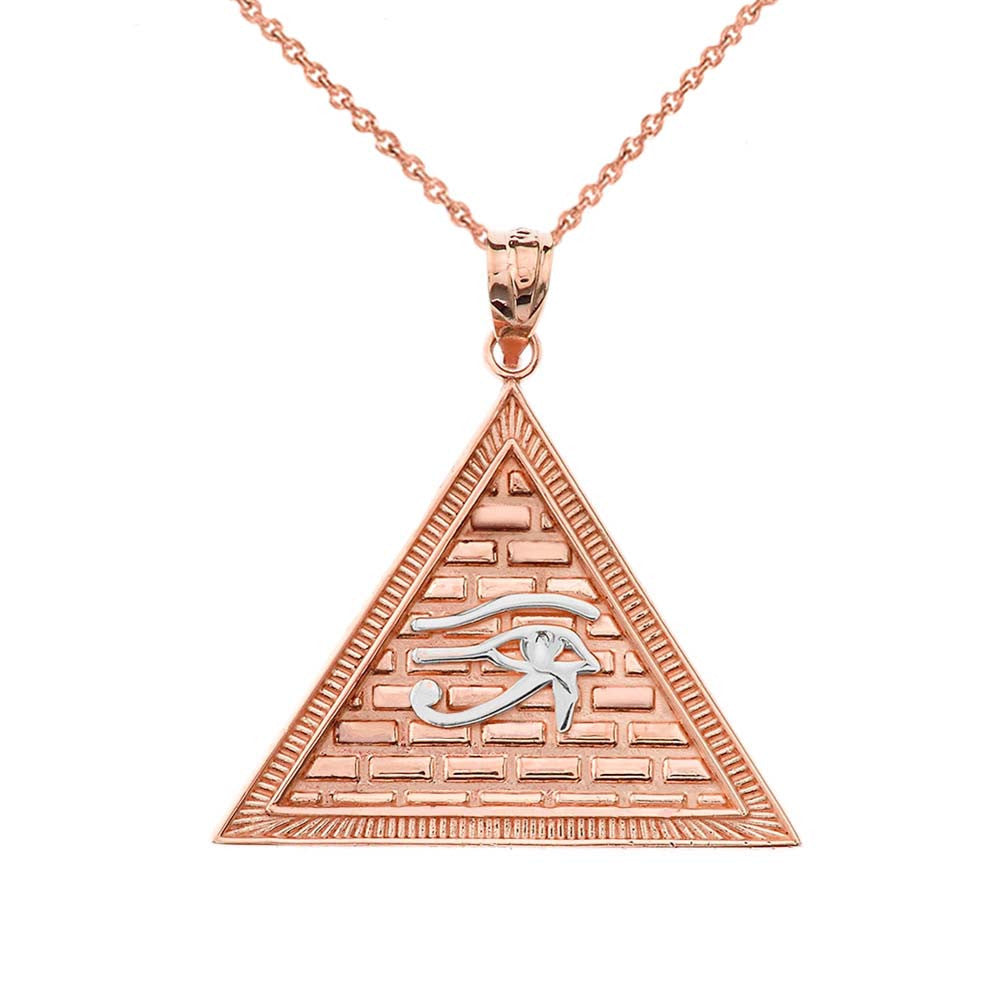 Gold Egyptian Eye of Horus/Providence Wadjat Pyramid Pendant Necklace, view 13