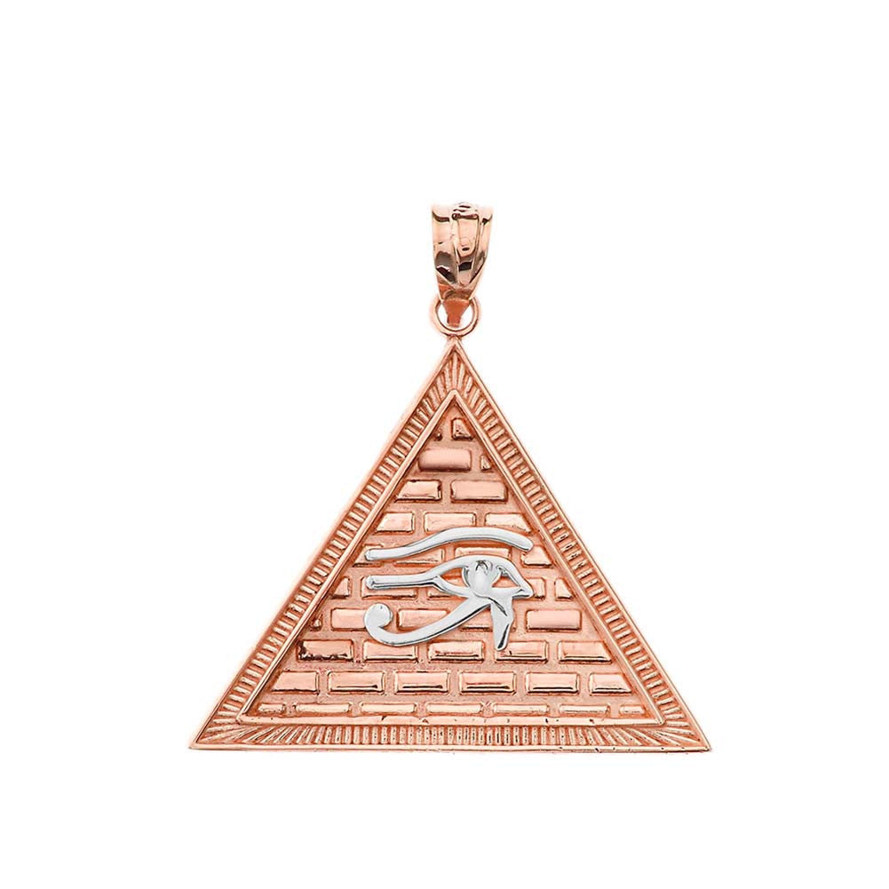Gold Egyptian Eye of Horus/Providence Wadjat Pyramid Pendant Necklace, view 14