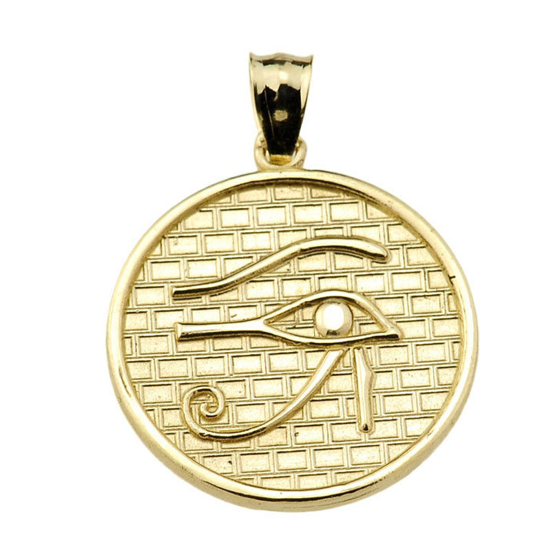 Gold Egyptian Eye of Horus Wadjat Amulet Pendant Necklace, view 2