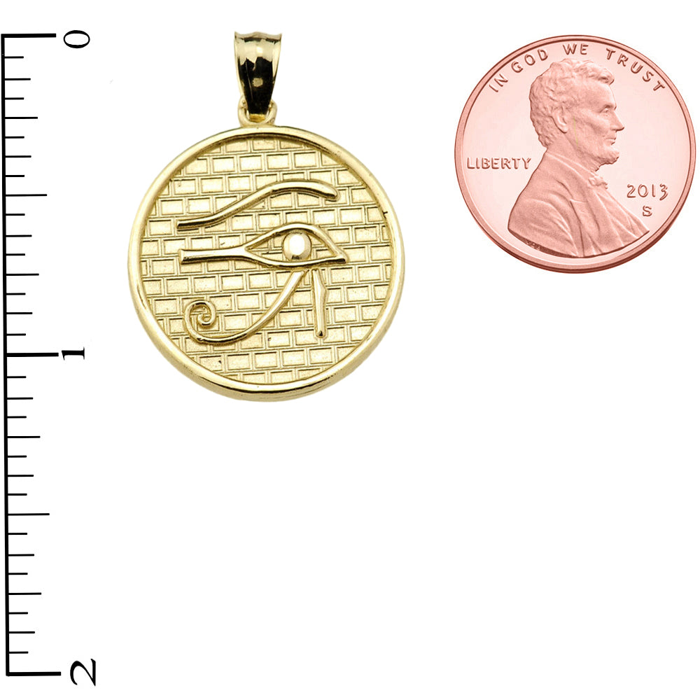 Gold Egyptian Eye of Horus Wadjat Amulet Pendant Necklace, view 3