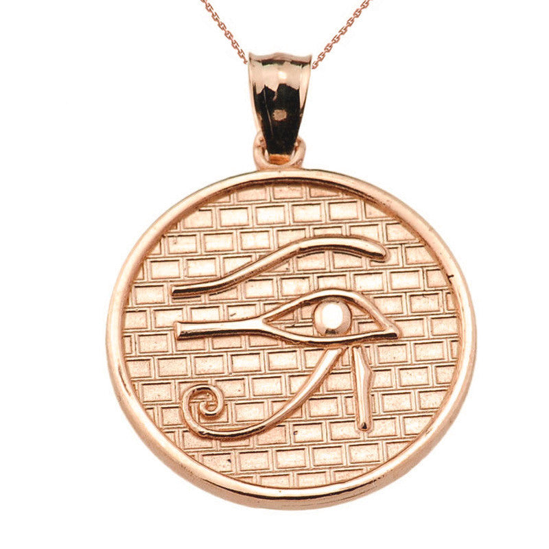 Gold Egyptian Eye of Horus Wadjat Amulet Pendant Necklace, view 4